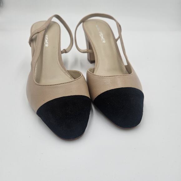 Marc Fisher Laynie Size 7 Slingback Block Heel Classic Career Leather Elegant - Picture 2 of 10